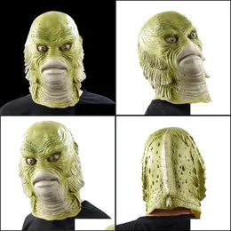 Maski Party Maski Halloween Mask Scary Monster Lateks Maski Fish Creature From The Black Lagoon Cosplay Merman Masquerade Party Mascara H.