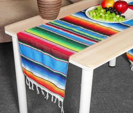 1 Stück mexikanischer Tischläufer aus Baumwolle, 213 x 35 cm, Regenbogen-Tischläufer, Party-Serape-Tischdecke, DIY-Hochzeit, Party, Heimdekoration, C01254110955999302