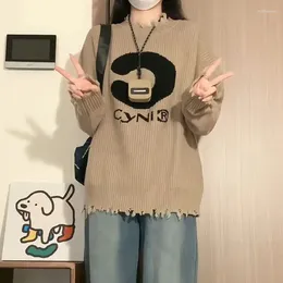 Женские свитера Deeptown, винтажный свитер большого размера, женский корейский модный зимний зимний уличный свитер в стиле Харадзюку, вязаный джемпер, Эстетический повседневный хиппи