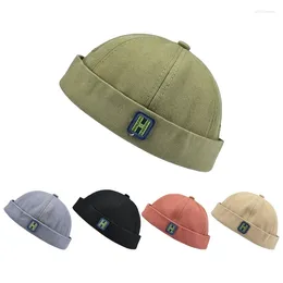 Berretti berretti unisex bocchetti retrò melone melone brimless beaniemen women capskulcap marinaio cotone meccanico pannelli elastici elastici cappello docker