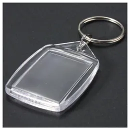 50 pezzi Clear Acrilic Plastic Blank Keyrings Inser Passport PO Keychain KeyFobs Keychian Key Chain Ring265O