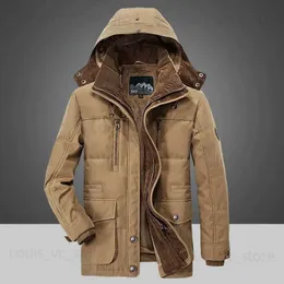 Men's Jackets New Winter Men's Jacket Thicken Warm Windbreaker Hooded Zipper Medium Length Coats Outdoors Male Parka Minus 40 Degrees M-7XL T231221