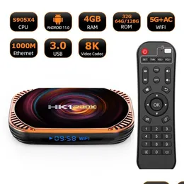 박스 안드로이드 TV 박스 HK1 Rbox X4 스마트 11.0 AMLOGIC S905X4 8K 4G 32/ 64/ 128GB 3D WiFi 2.4G 5G 지원 플레이어 YouTube Netlflix Deliv