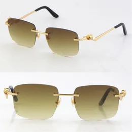 2021 Rimless Unisex Moda Leopard Serisi Güneş Gözlüğü Metal Sürüş Vintage Gözlükleri Yüksek Kaliteli Tasarımcı UV400 Çerçevesiz Diamo236J