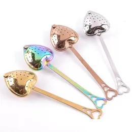 Coffee Tea Tools Dhs Stainless Strainer Heart Shaped Infusers Teas Filter Reusable Mesh Ball Spoon Steeper Handle Shower Spoons Xu Dhjz2