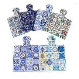 Tapetes de mesa Cerâmica Coscada de mesa de mesa quadrada azul branca de porcelana Tile
