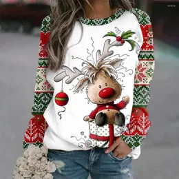 여자 후드 크리스마스 순록 3D 프린트 스웨트 셔츠 캐주얼 패션 스트리트웨어 라글란 슬리브 대형 풀버 여자 까마귀