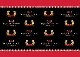 Kentucky Derby Horseshoe Gül Vinil Pografi Zeminleri Adım ve Tekrar Kırmızı Beyaz Siyah Po Booth Party Studio2520541