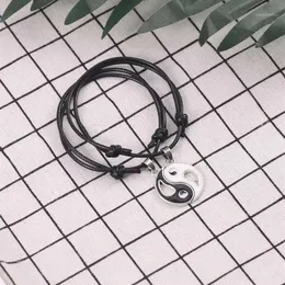 Braccialetti con ciondoli Yin Yang Tai Chi Bracciale per donna Uomo Gossip Friends Corda in pelle Pendenti BFF Coppia gioielli Gifts1206Z