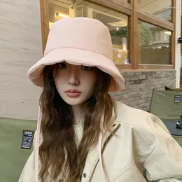 Beretti Premium Sense delicati cappelli da secchio per cinturino imbottiti rosa imbottiti per donne autunno e inverno warm ins versione coreana top top maschi