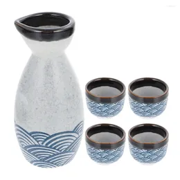 مجموعة نبيذ من الزجاج السيراميك مجموعة أكواب ساكي غلاية السيراميك التقليدية اليابانية وعاء الأرز الفاخر