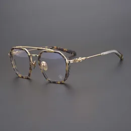 CHクロスサングラスフレームデザイナークロムレディース高品質の汎用性ポリゴン眼鏡フレーム芸術的近視眼鏡ハート2024アンチブルーライトAAC9
