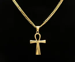 Gyptian Ankh Key Charm Hip Hop Cross Gold Silver Plated Pendant Halsband för män av högsta kvalitet Fashion Party Jewellry Gift3386870