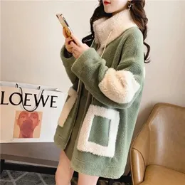 Frauen Trenchcoats MEXZT Frauen Faux Lamm Fleece Winter Dicke Warme Mode Harajuku Langarm Koreanische Jacken Vintage Weibliche Casual