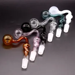 Kolorowa zakrzywiona miska Pyrex Olej Burner Glass Rura Hookahs Kształt Czaszka Kształt 14 mm męski staw do Bong LL