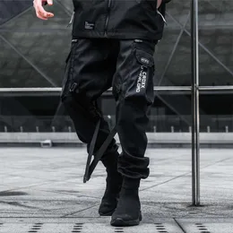 Taktische funktionale Cargohose Herrenkleidung Jogger schwarze elastische Taillenhose HipHop Streetwear Multipocket Haruku
