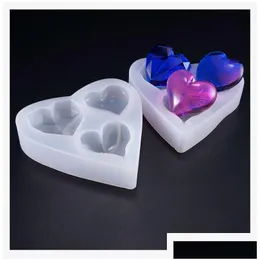 금형 3D 심장 마일 몰드 3 캐비티 절단 표면 모양 수지 모드 보석 제조 드롭 배달 보석 보석 도구 장비 Dhgarden dh7ki