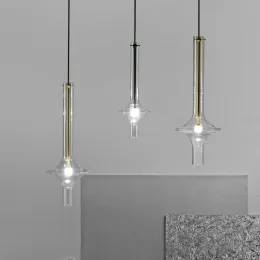 Designer nórdico Modern simples lustre de vidro de vidro escada barra de barro de barroom lâmpada lâmpada de cabeceira vermelha