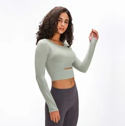 luyogasports lu-01 yoga sports bra women gym fitness clothes long-sleeved T-shirt padded half length running slim athletic workout top V2024