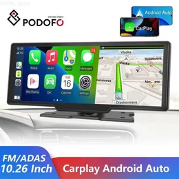 カーDVRS PODOFO 10.26 "ダッシュカムバックビューカメラカルプレーアンドロイドオートスマートプレーヤー付き車両コントロールカーDVR BT FMミラーモニター2312.14