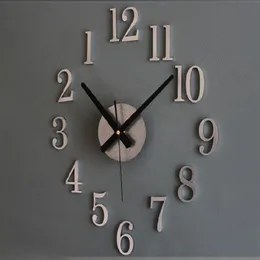 Fashion Creative Reversal of the Clock Time Back Metal Texture verkligen 3D Stereo Diy Wall Clock227e