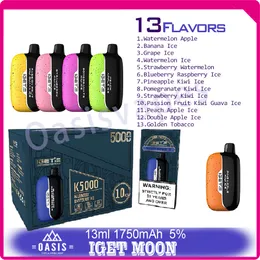 Original Iget Moon 5000 Puff-Einweg-Vape Vape Stift 5% Level 13 ml Vorgefüllte PLD Puffs 5K 1750 Batterie E-Zigaretten