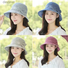 Wide Brim Hats Bucket Hats K123 Summer Hat Panama For Women Visor Sun Protection UV Bucket Hat Beach Panama Women Bucket Hat Jean Hat Collapsible CapL231221