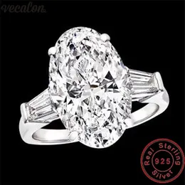 Vecalon Statement Promise Ring 100％925 Sterling Silver Big Oval 8CT Diamond CZ Engagement Wedding Band Rings for Women Bridal Jew253o