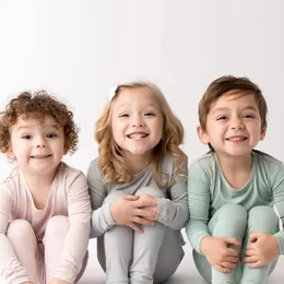 Bambusfaser Kleinkind Kinder Pyjamas Kleidung Solide Höhe Elastizität Atmungsaktive Nachtwäsche Set Für 9M7T Junge Mädchen Loungewear 231220