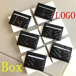 Portadores de cartão de couro genuínos para lady ovelha e caviar 2 estilo com ouro preto e lasca de cor multicamada sacos de cartas designer 187s