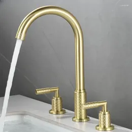 Bathroom Sink Faucets Basin Faucet Dual Handles Mixer Chrome Deck Bathtub Tap Three Hole Widespread Set Water Cocina