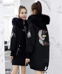 Women039s Trench Coats Fashion Winter Jacket Women White Big Purned -Down Parkas Long Female Slip Outwear caldo 206176352