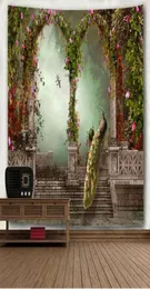 Гобелены Красивый сад Павлинья арка Картина Мандала Настенный гобелен Винтажное лесное одеяло Европейский ковер Диван2178542