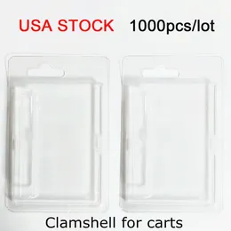 Clamshell con imballaggio a gancio per carrelli di vaporizzazione 1 ml da 0,5 ml da 1 ml Atomizzatore da 72 mm Lunghezza Pvc Blister Retail Packaging per cartucce di petrolio Carrelli vaporizzati USA STOTO STOMA