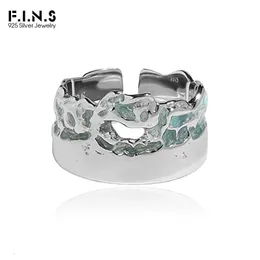 FINS Original Irregular Enamel S925 Sterling Silver Open Rings Hollow Wide Finger Ring for Women Men Korean Fashion Jewelry 231220
