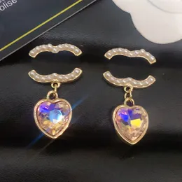 High-end Brand Designer Earring Letter Stud Gold Plated Silver Heart Bag Earrings Women Crystal Pearl Ear Hoop Diamond Earring Wedding Party Jewelry