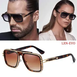 2021 Modna klasyczna metal LXN-EVO Gradient Pilot Sunglasses Mężczyznę Kobiety Vintage Marka Design Sun Słońce Unisex Oculos325H