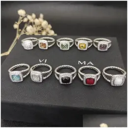 Anelli di banda Dy Designer Selling Rings Band Women Luxury Twisted Two Color Cross Pearls Vintage Ring 925 Sterling Sier Diamond Wedding DHHCQ DHHCQ