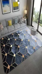 Alfombra de mármol geométrico gris degradado nórdico, alfombra de lujo a la moda para sala de estar, alfombras para el suelo para dormitorio, alfombra para los pies de la cama de lujo 21036560115