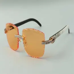 2021 Designer Sonnenbrille 3524023 XL Diamonds Schnittlinien natürlicher Hybridbüffelhorn-Schläfen Gläsern Größe 58-140 mm287a