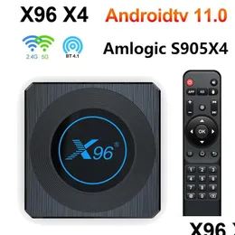 Box Android TV Box 11 x96 x4 AMLOGIC S905X4 4G 64 GB RGB Light TVBox Supporto AV1 8K Dual WiFi BT4.1 32 GB SET TOPBOX X96X4 consegna caduta