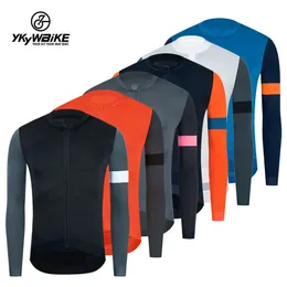 YKYWBIKE Men Cycling Jersey Long Sleeves Fit Comfortable Sun Protective Road Bike MTB Jerseys Autumn Spring Male Gym Clothes 231221