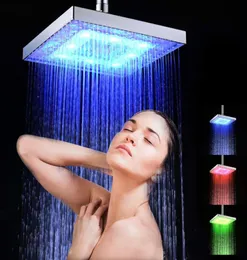Novo chuveiro de chuva LED Cabeça de chuveiro quadrado de cabeça automaticamente RGB Sensor de temperatura de colorida para banheiro 2103099481064