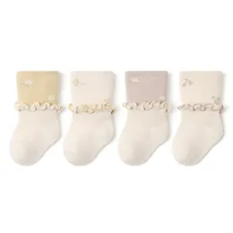 4 pairs/lot Baby Socks born spring girl flower princess lace socks born boneless loose socks for 0-3y 231221