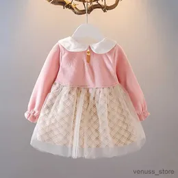 Vestidos de menina 2023 Recém -nascidos do outono Vestido xadrez para criança Long Birthday Princess Dresses Infant Baby Girl Clothing