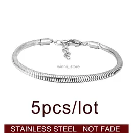 Bangle 5pcs/lo 316L stal nierdzewna łańcuch łańcucha węża węża dopasowana bransoletka pandoraer kobiety DIY biżuteria Making Brazetes de acero inoxidablel231220