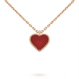 Doce coração pingente colar designer jóias amor colares quatro folhas trevo prata esterlina rosa ouro vermelho colar em forma de coração 338y