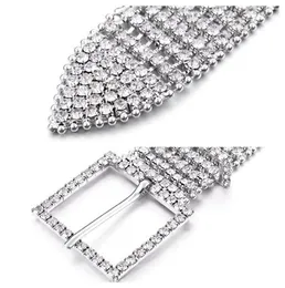 8 rader Full Cubic Zirconia Wedding Belt Sparkling Rhinestone Chain Belt Bred midjekedjebältet Cintos Femenino Belts Accessories3048309