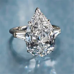 Luksusowy kropla wody 6CT Lab Diamond Pierścień 925 Srebrny zaręczyny Pierścienie dla kobiet Bridal Fine Party Jewelry 231221