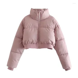 Женские плащи 2024, хлопковая стеганая куртка, женская зимняя розовая парка-пуховик со стандартным воротником, на молнии, с длинными рукавами, женская теплая куртка